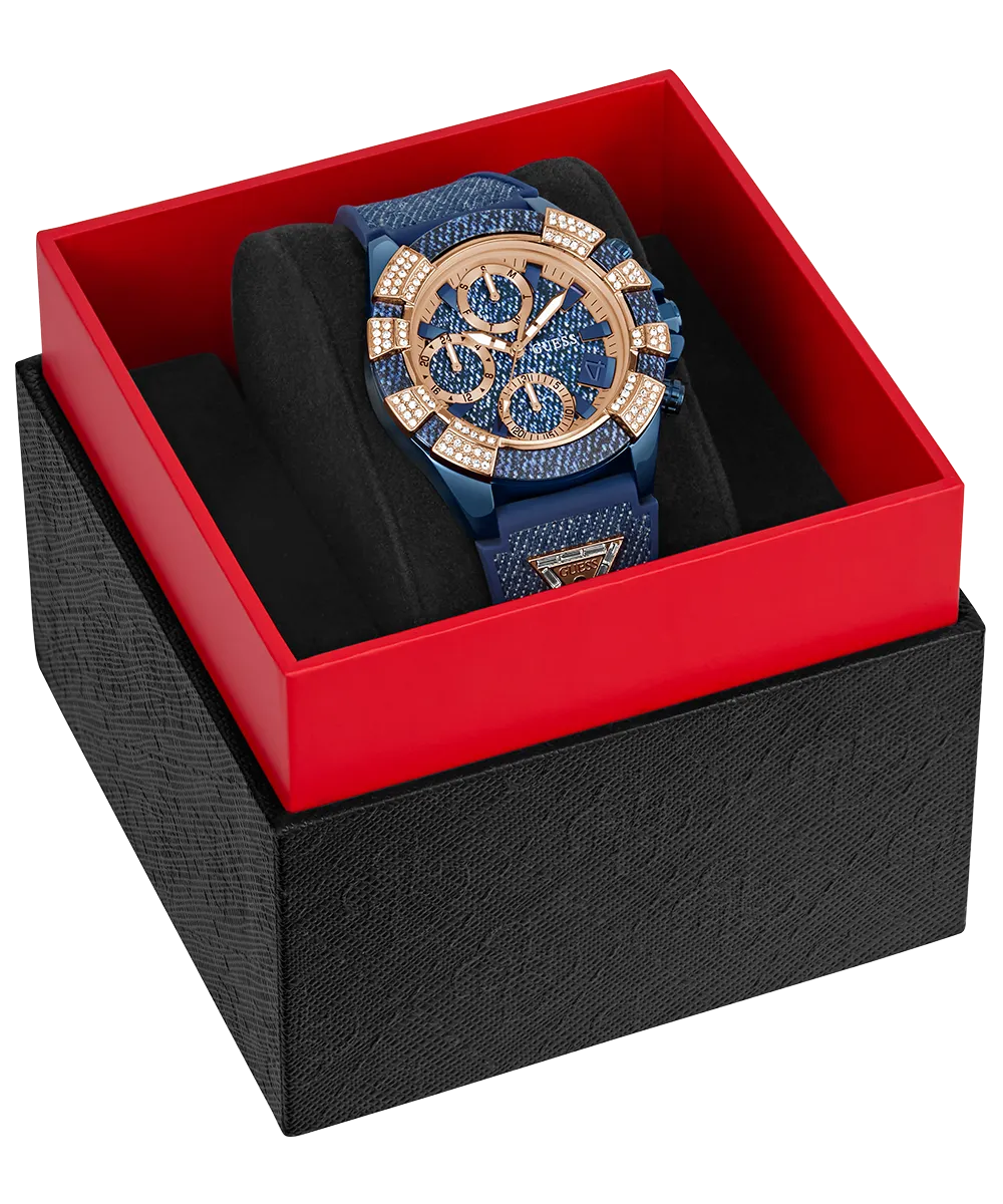 40th Anniversary Special Edition GUESS Ladies Blue Rose Gold Tone Multi-function Watch