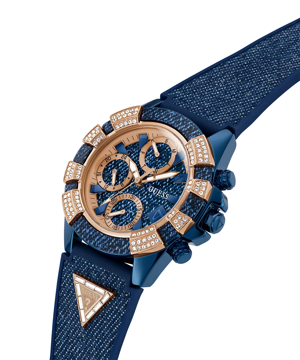 40th Anniversary Special Edition GUESS Ladies Blue Rose Gold Tone Multi-function Watch