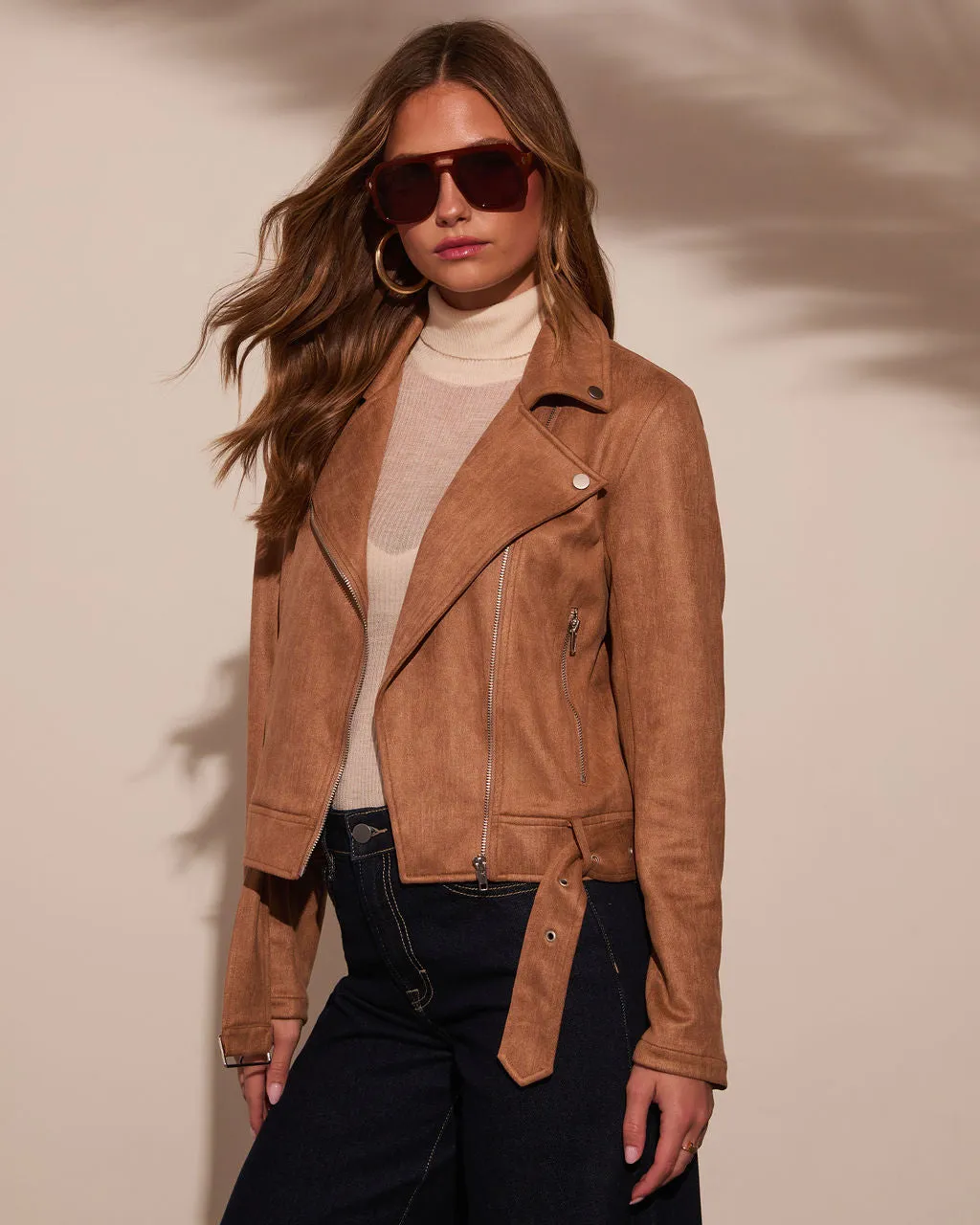 At The Fireside Cropped Suede Moto Jacket