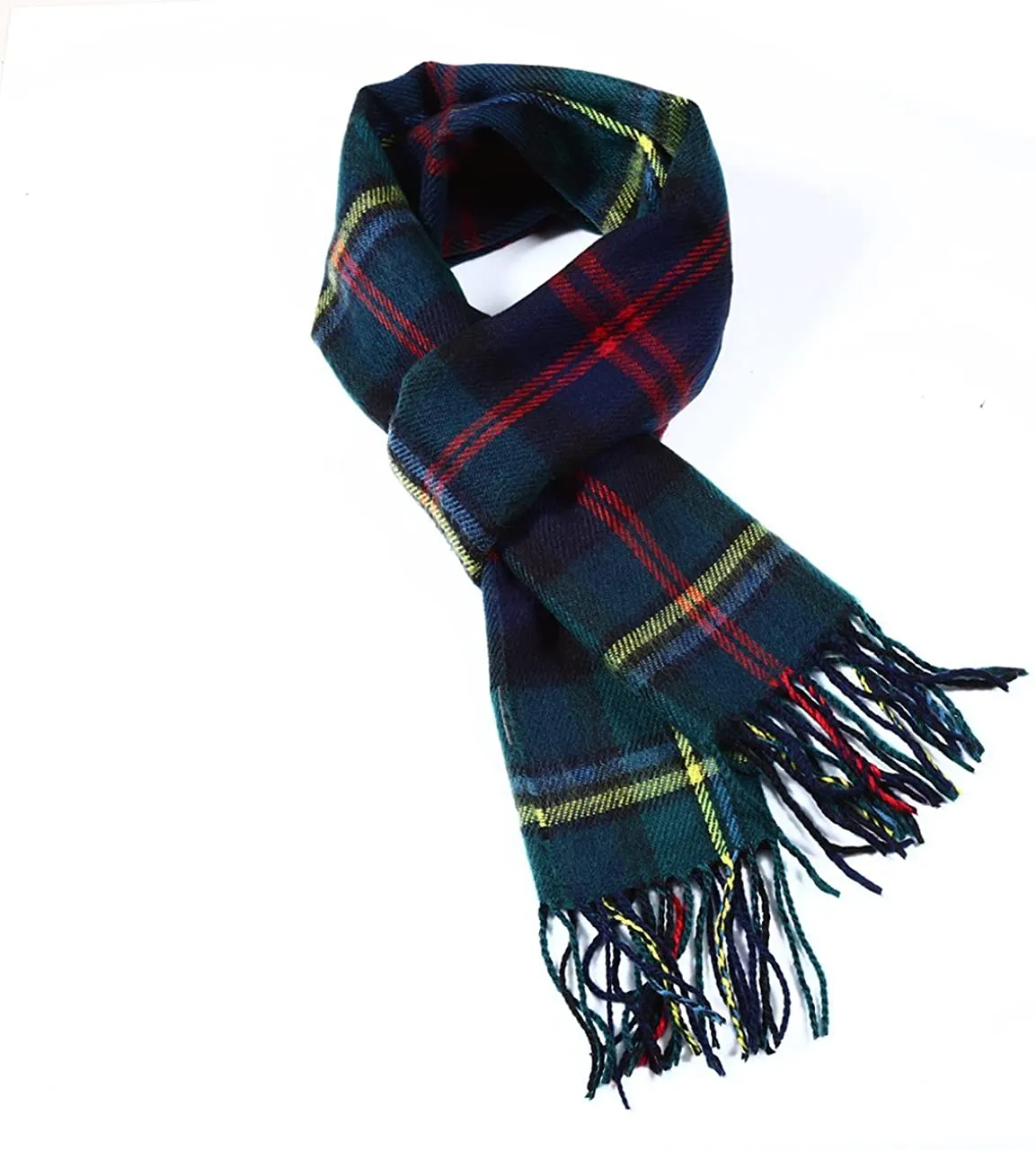 A.WAVE Softer than Cashmere Wool Touch Tassel Ends Plaid Check Solid Scarf