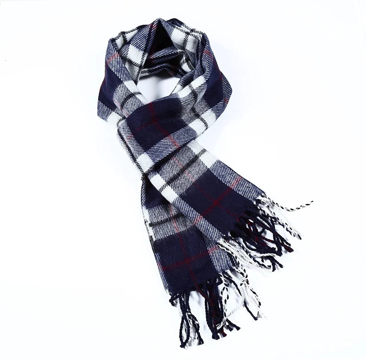 A.WAVE Softer than Cashmere Wool Touch Tassel Ends Plaid Check Solid Scarf