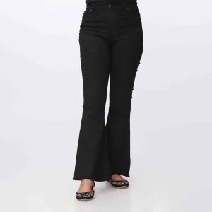 Black Bell Bottom Denim Pants PW3606