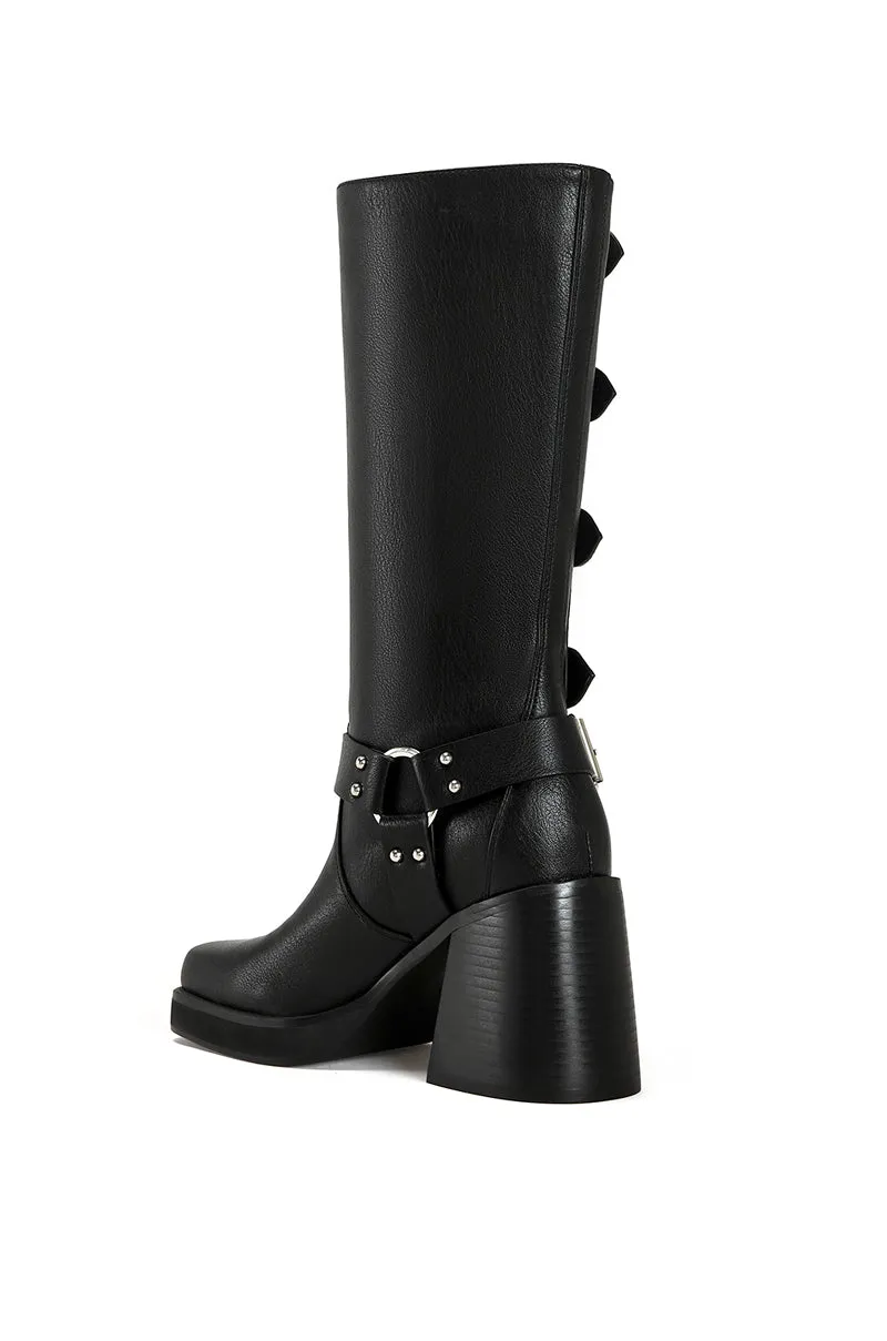 BRONSON-BLACK HEELED MOTO BOOT