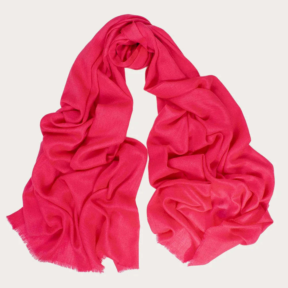 Classic Pink Silk and Wool Scarf