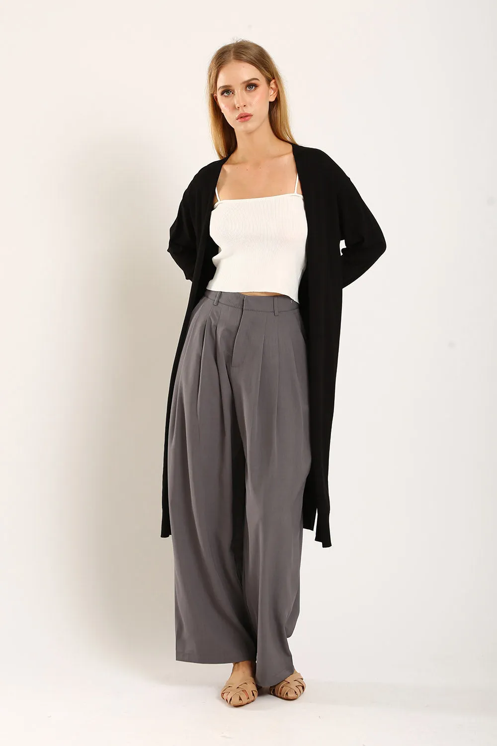 Claudette Relaxed Tailored Pants in Grey