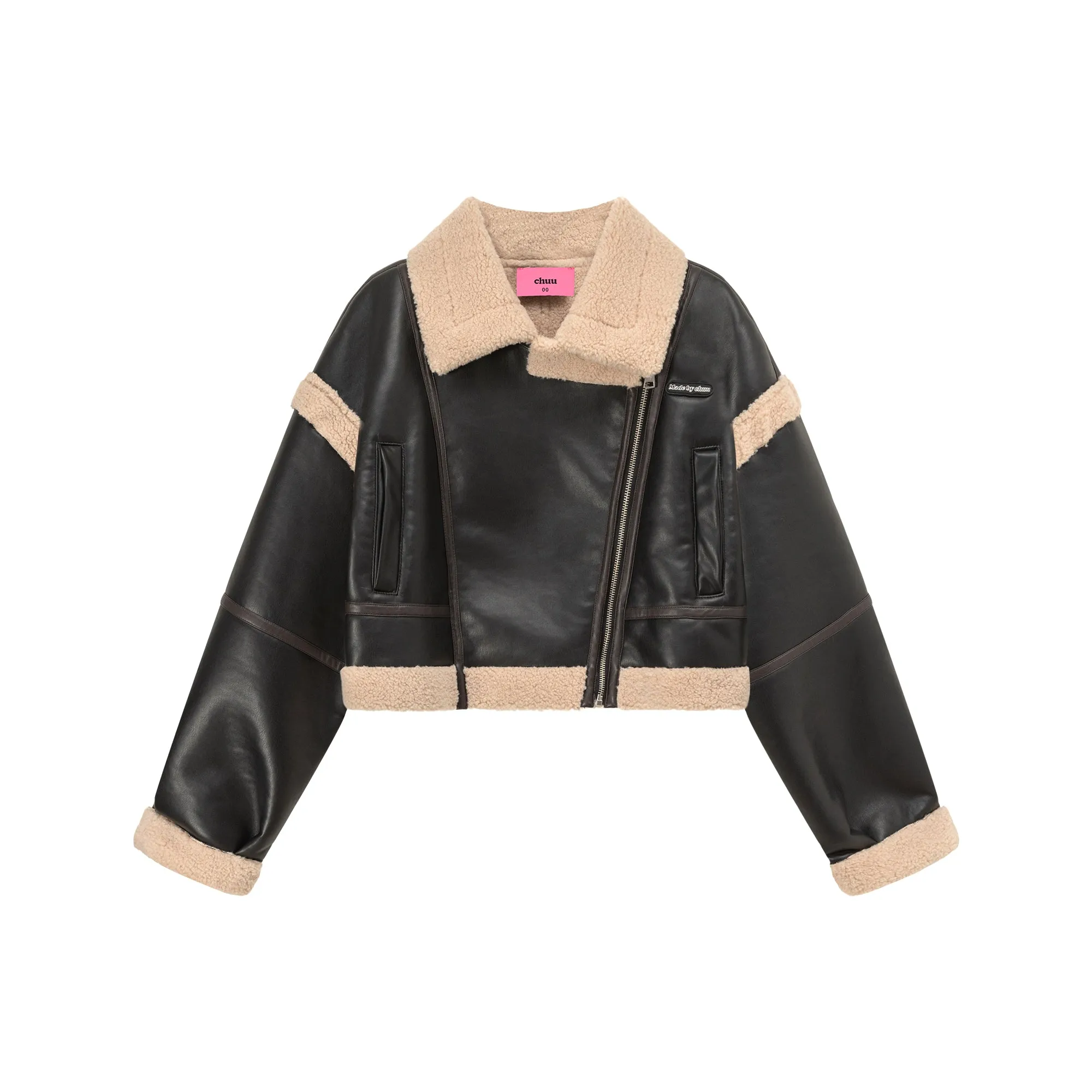 Collar Leather Crop Jacket