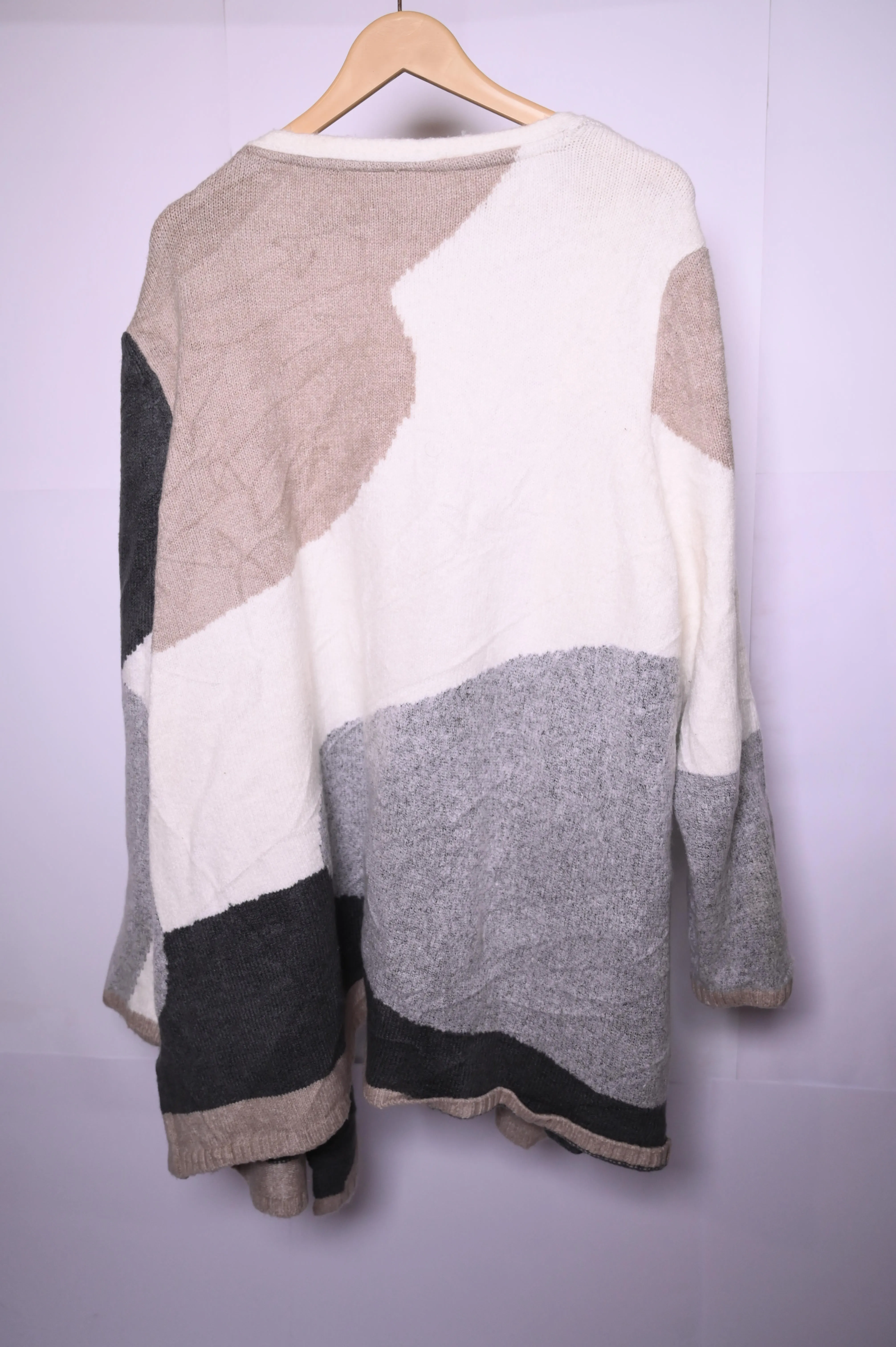 Cozy White-Grey-Beige Acrylic Shrug