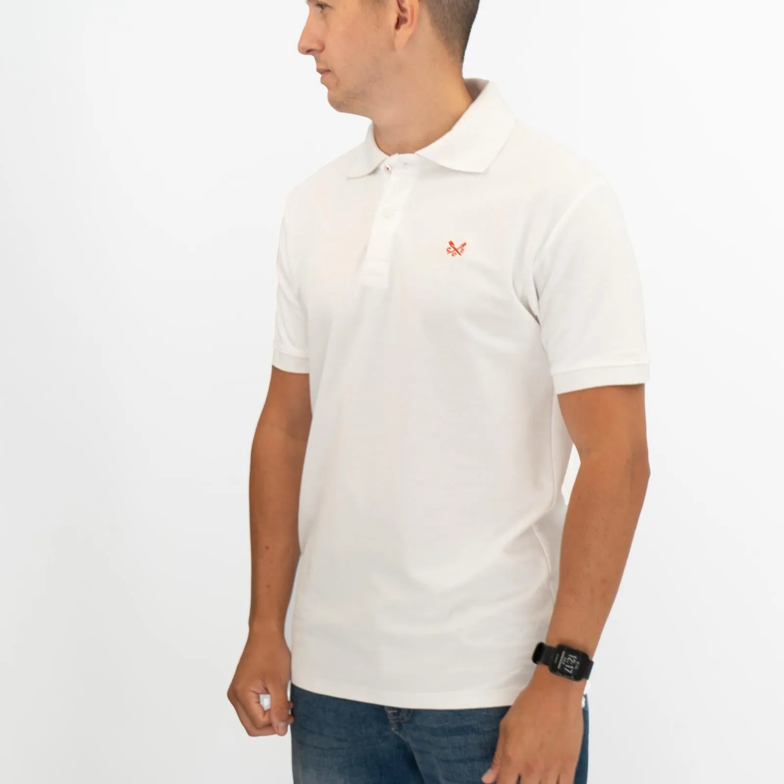 Crew Clothing Company Lightweight Polo Shirt White