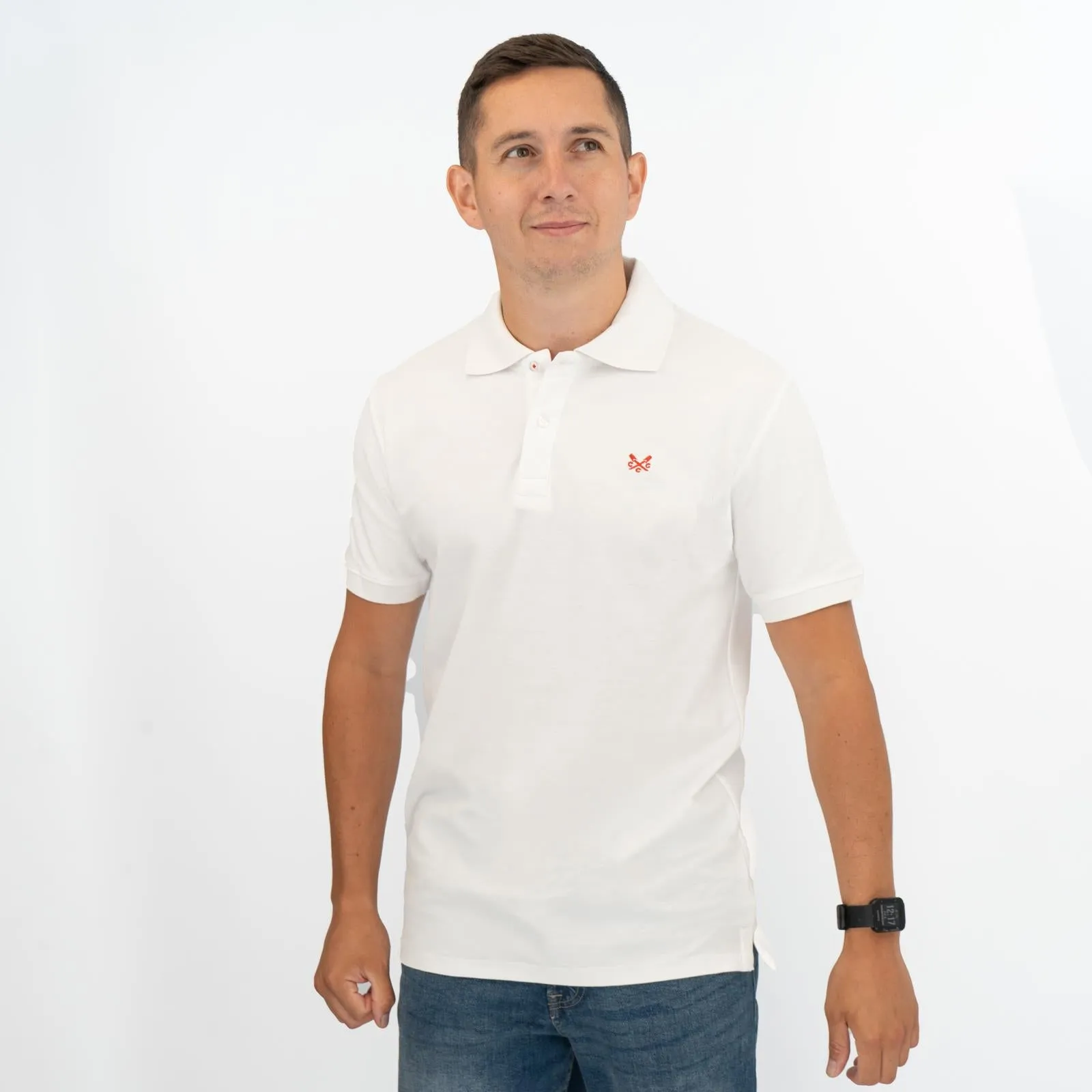 Crew Clothing Company Lightweight Polo Shirt White