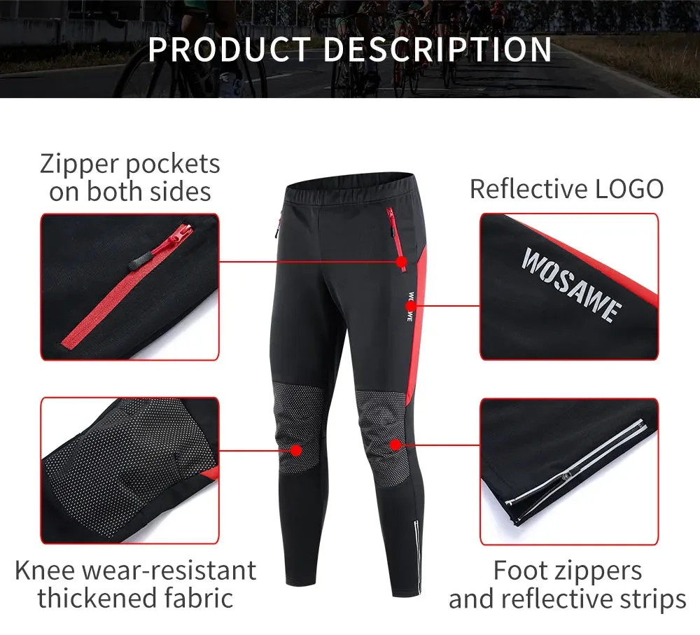 Cycling Pants Men Winter Fleece Warm Pant Outdoor Casual Pants Long Bicycle Fishing Fitness Pants Reflective Trousers