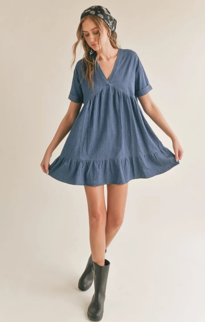 Denim Chambray Babydoll Dress