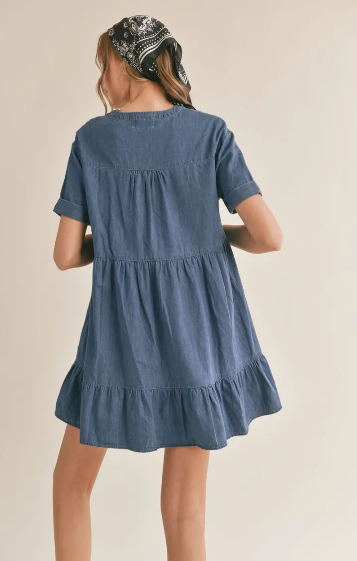 Denim Chambray Babydoll Dress