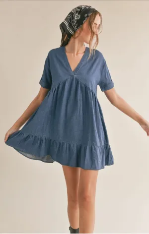 Denim Chambray Babydoll Dress