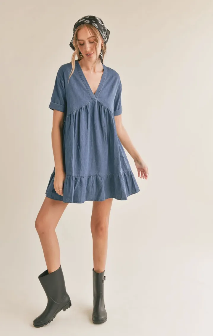 Denim Chambray Babydoll Dress