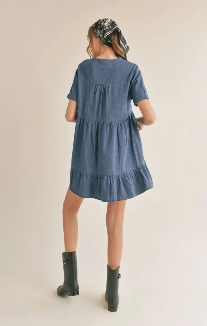 Denim Chambray Babydoll Dress