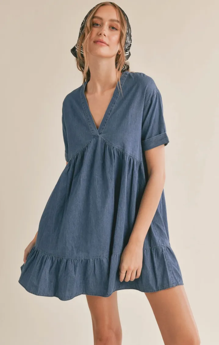 Denim Chambray Babydoll Dress