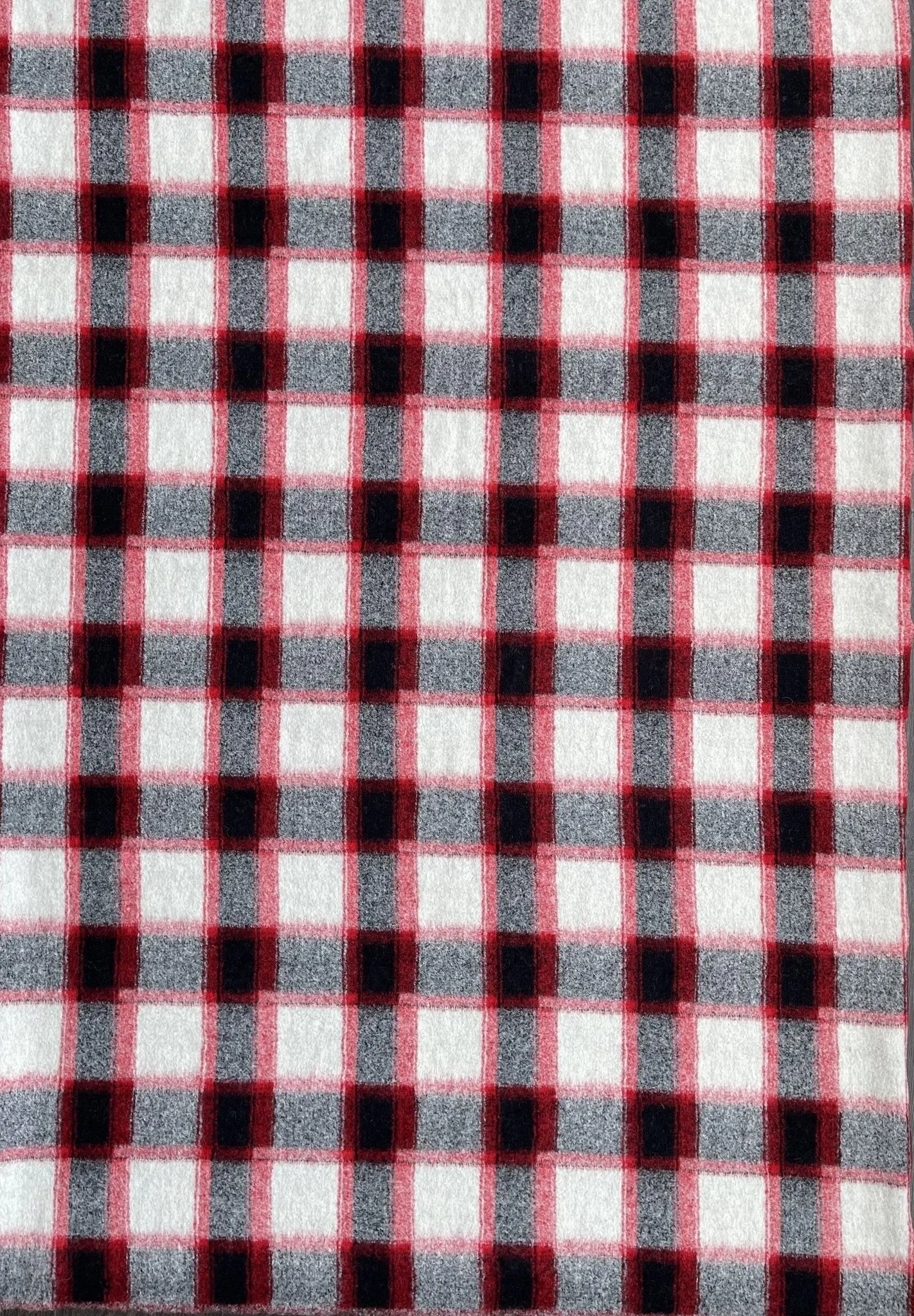 Designer Printed  Red/Black Plaid Wool Fabric