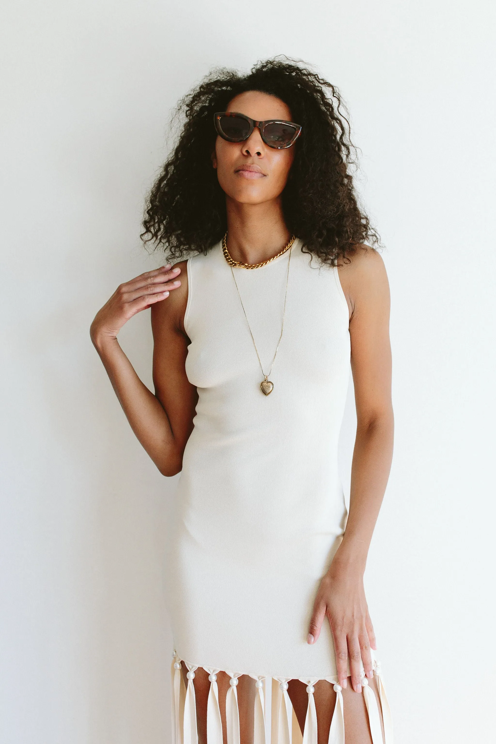 Eclisse Sleeveless Dress (Ivory)