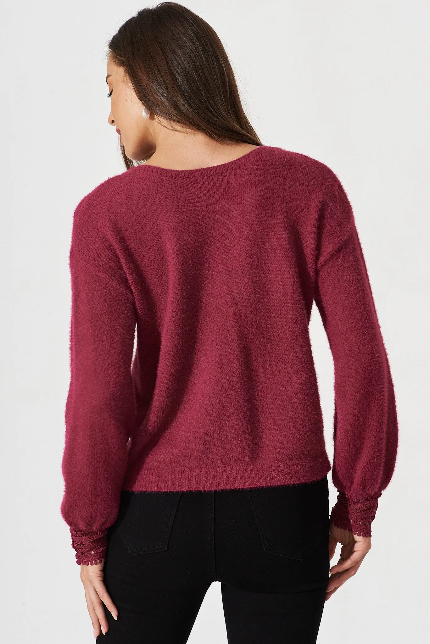 Edmondale Knit In Magenta Wool Blend