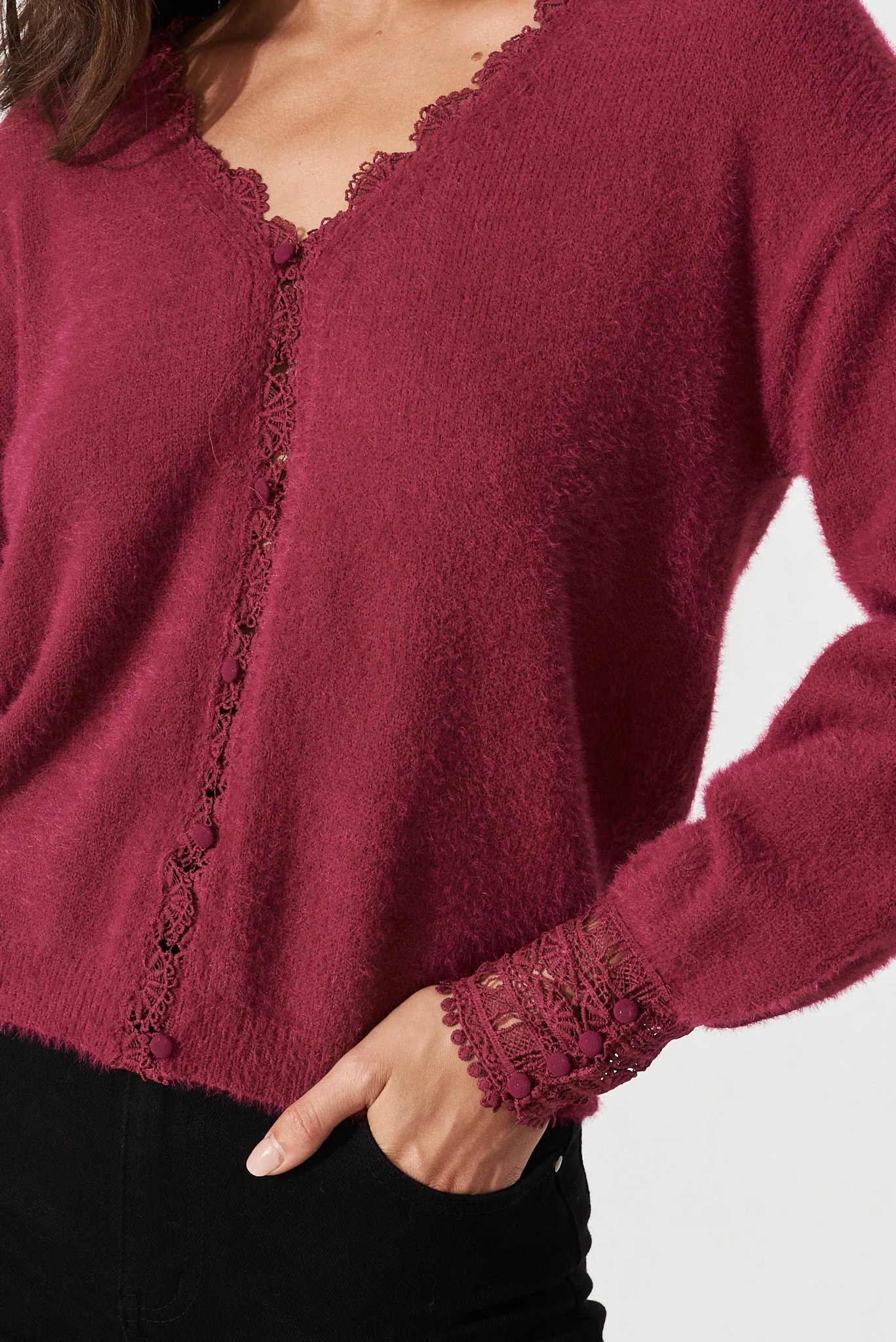 Edmondale Knit In Magenta Wool Blend