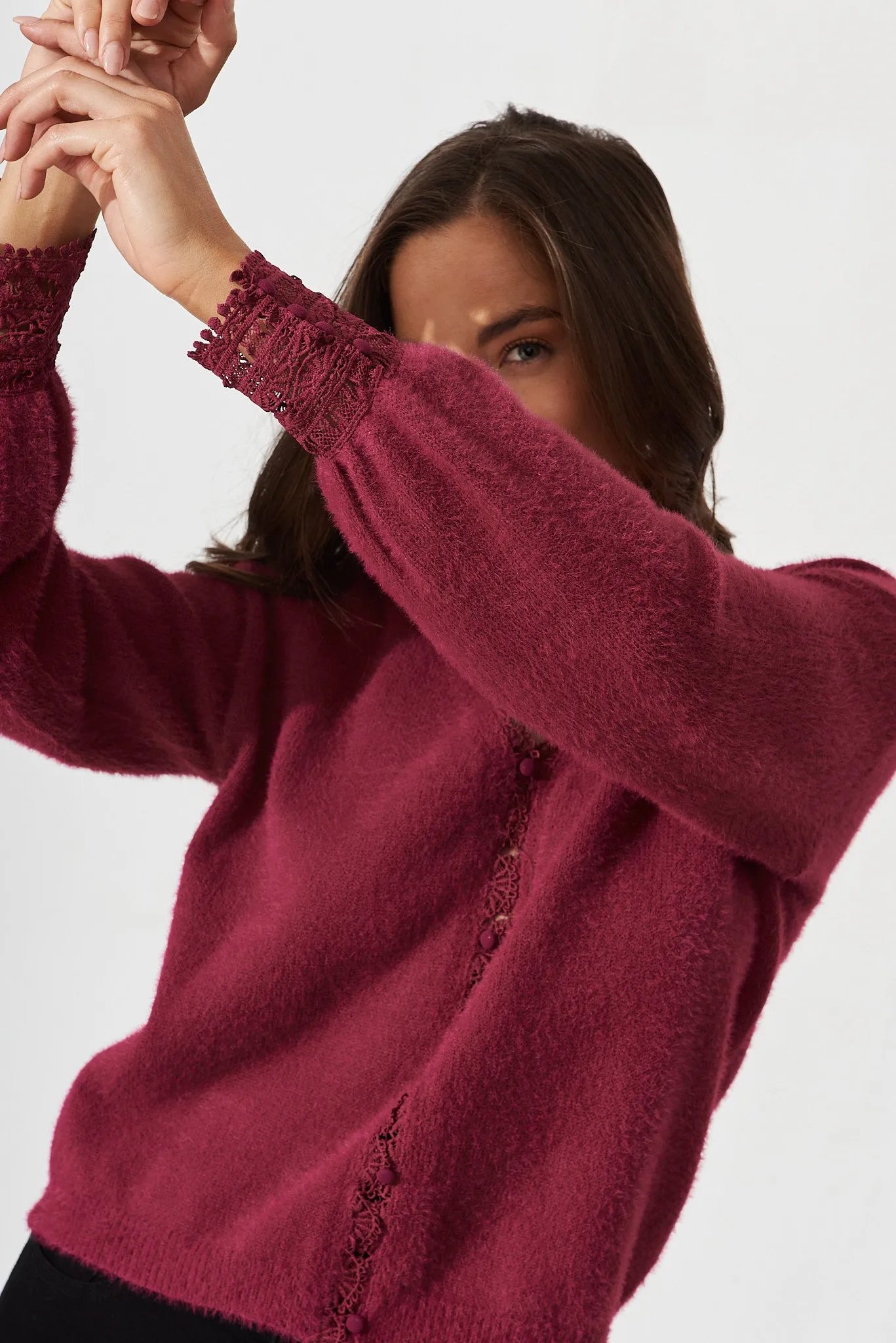 Edmondale Knit In Magenta Wool Blend