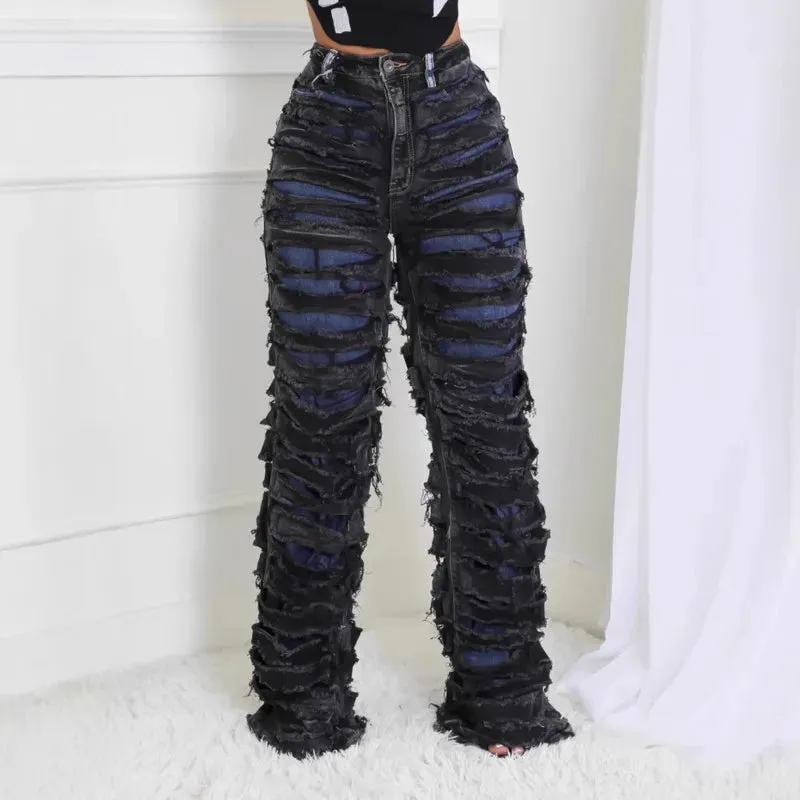 EM Trendy Black High Waist Denim Jeans