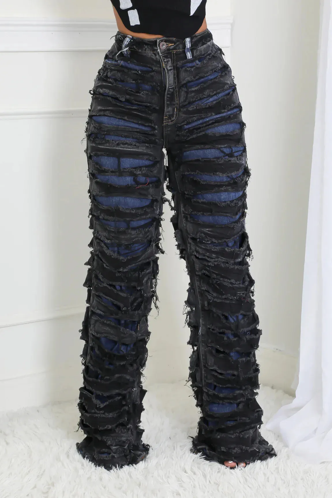 EM Trendy Black High Waist Denim Jeans