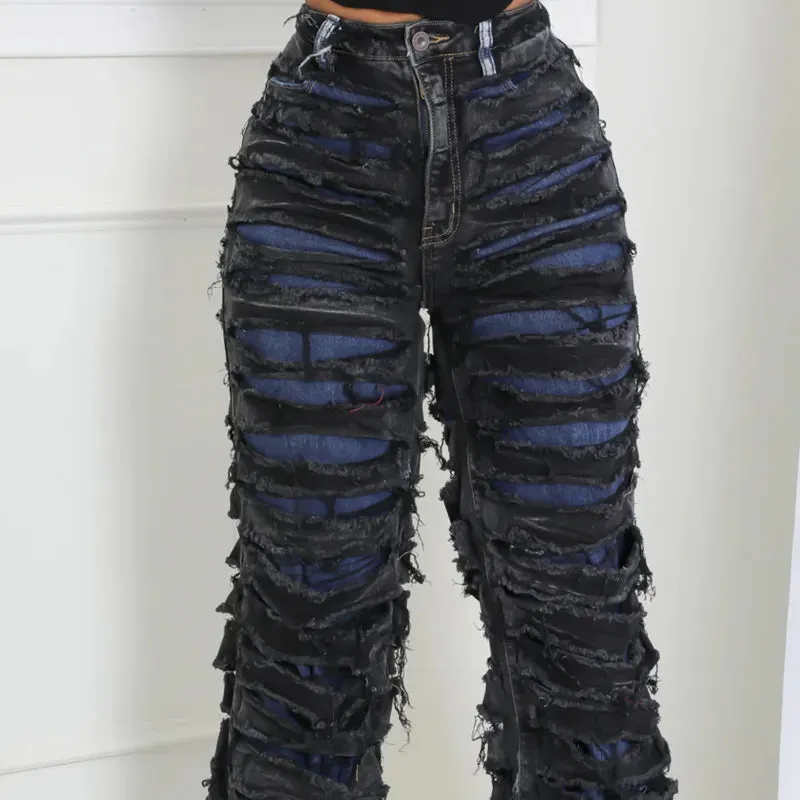 EM Trendy Black High Waist Denim Jeans