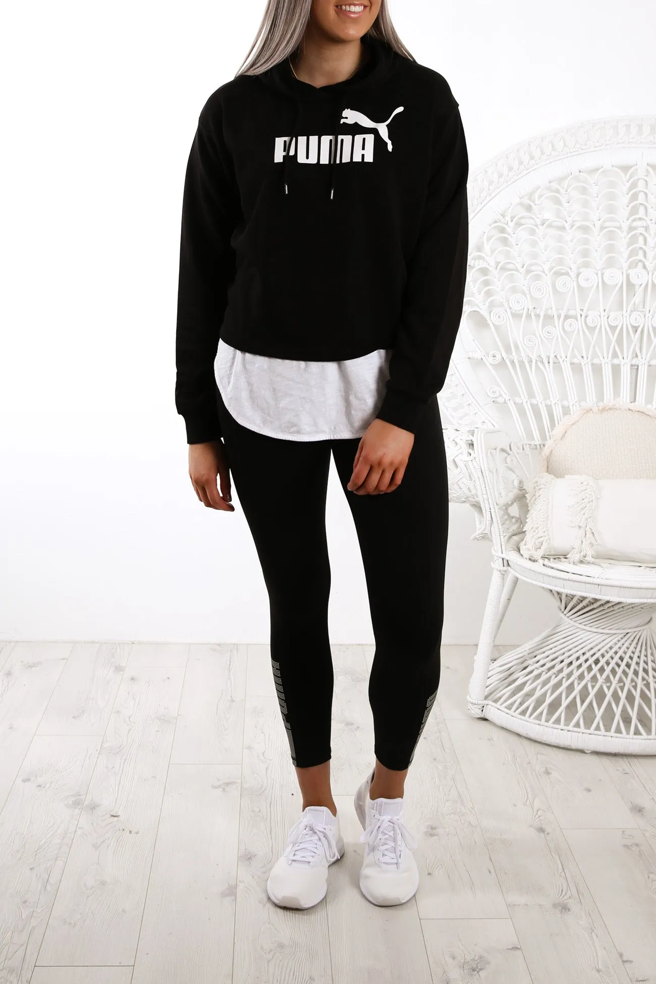 Essentials   Cropped Hoodie Cotton Black