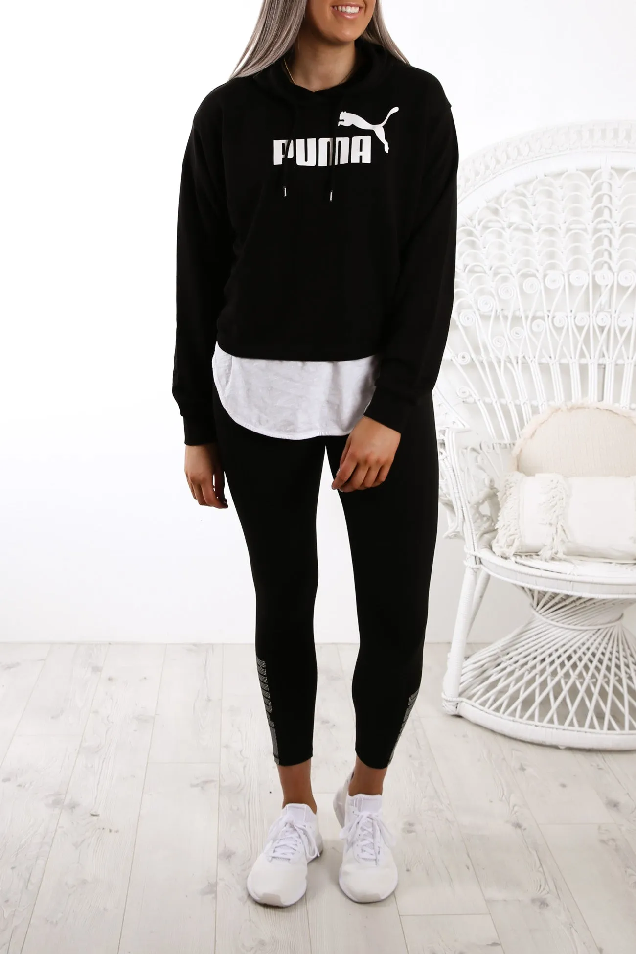 Essentials   Cropped Hoodie Cotton Black