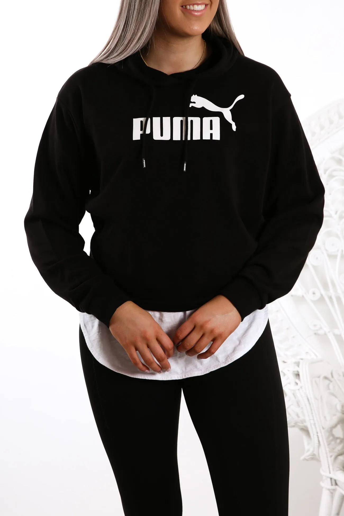 Essentials   Cropped Hoodie Cotton Black