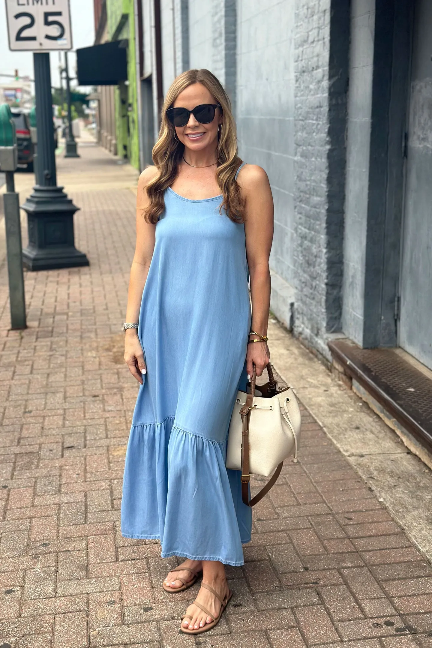 Flowy Maxi Dress in Blue Denim