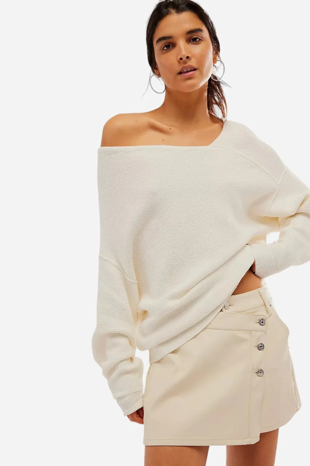 Free People Wynne Vegan Skirt in Bone