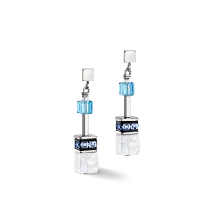 GeoCube Iconic Blue & White Earrings