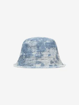 Givenchy Boys 4G Cloud Wash Denim Bucket Hat in Blue