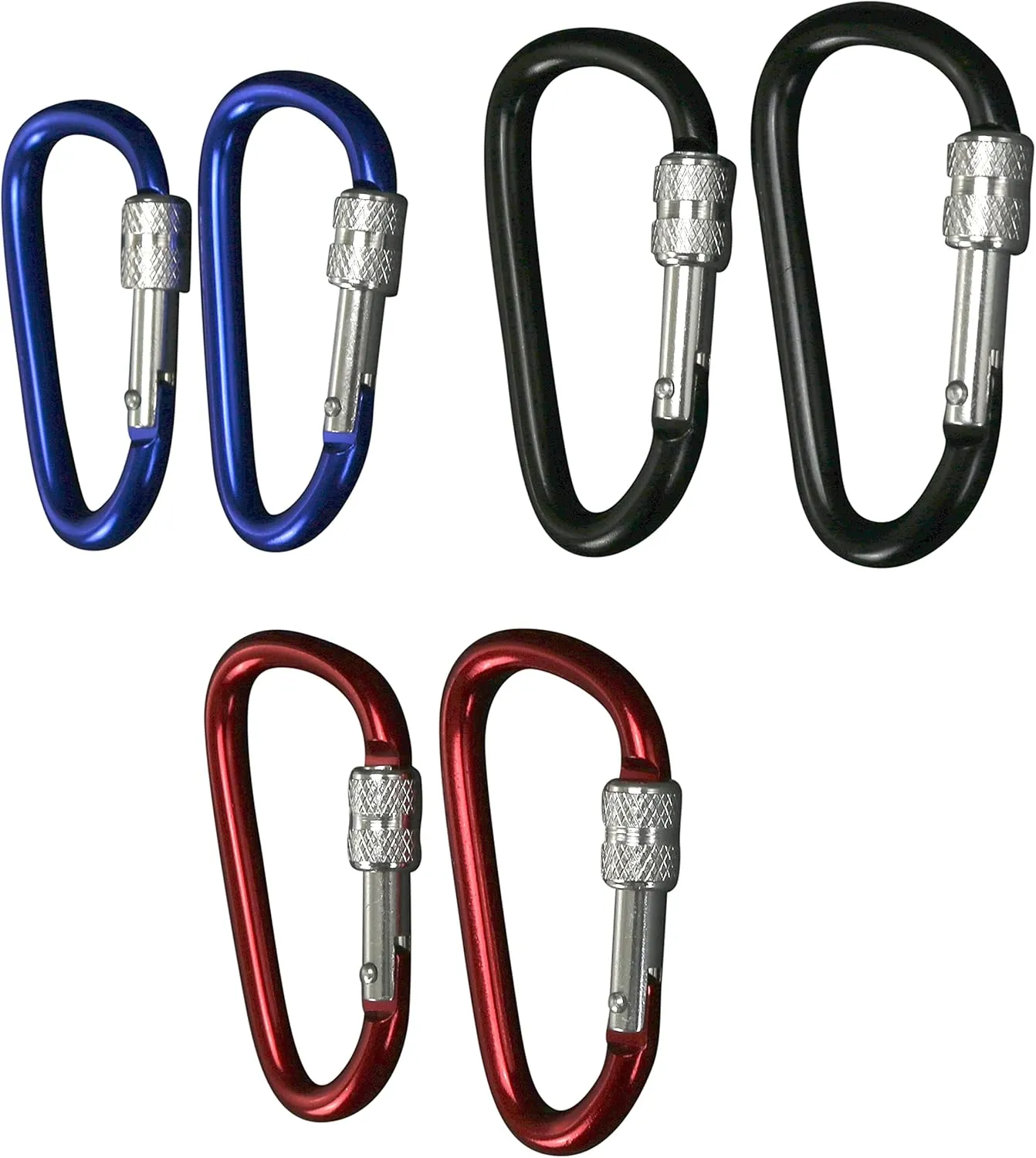 Harrier Hardware: Locking Carabiners - Versatile and Durable D-Clip Aluminum Keychain (3 Colors, 12-Pack)