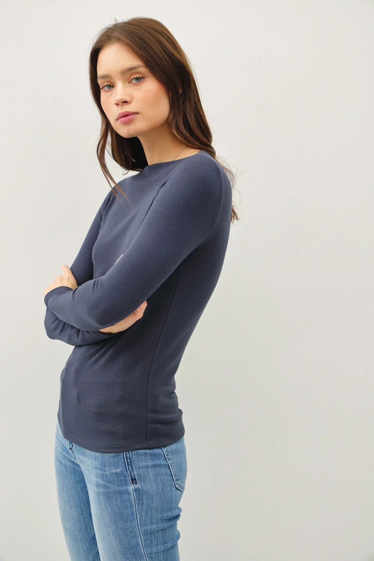 KNIT BOAT NECK TOP