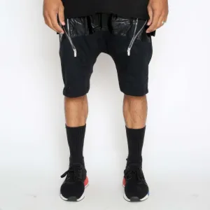 Leather Front Moto Short Pants