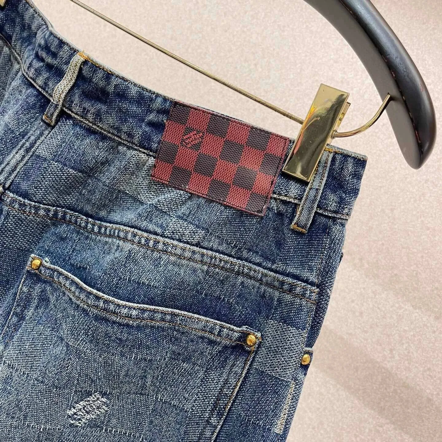 Louis V Damier Denim Skate Pants