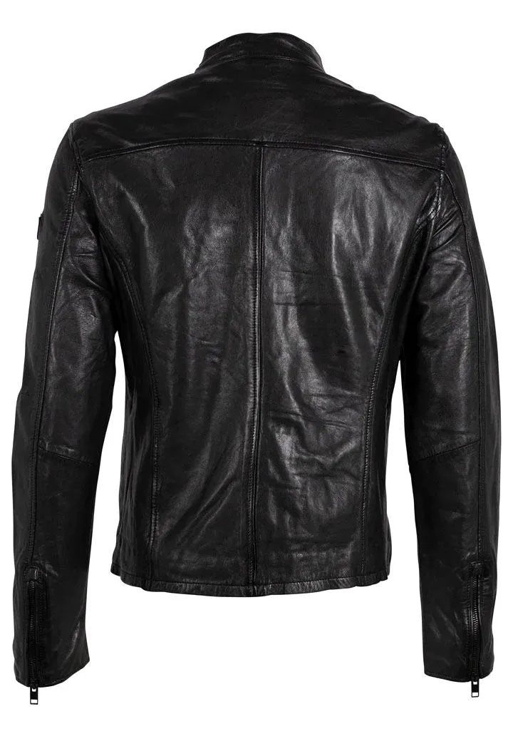 MAURITIUS JON 2 RF BLACK MENS-STYLE MOTO LEATHER JACKET