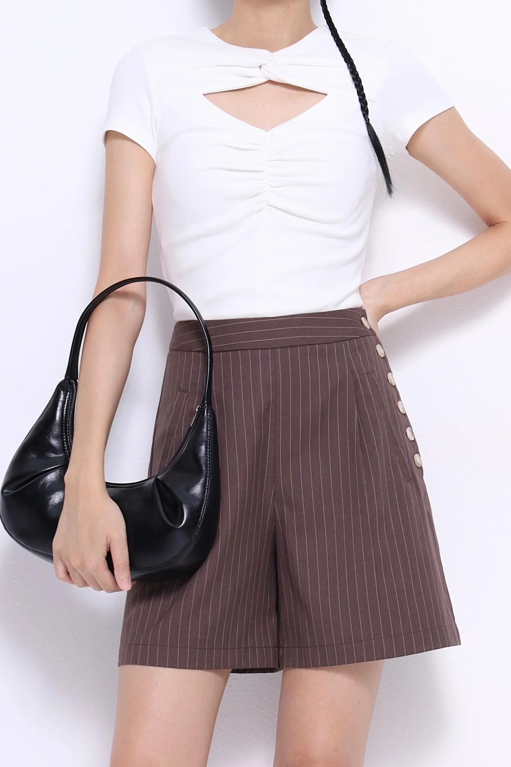 May Tailored Pinstripe Shorts