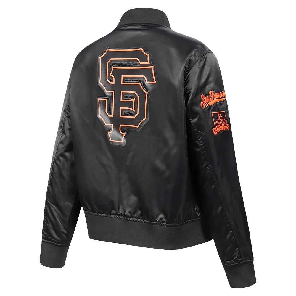 MLB SAN FRANCISCO GIANTS CLASSIC WOMEN'S SATIN JACKET (BLACK)