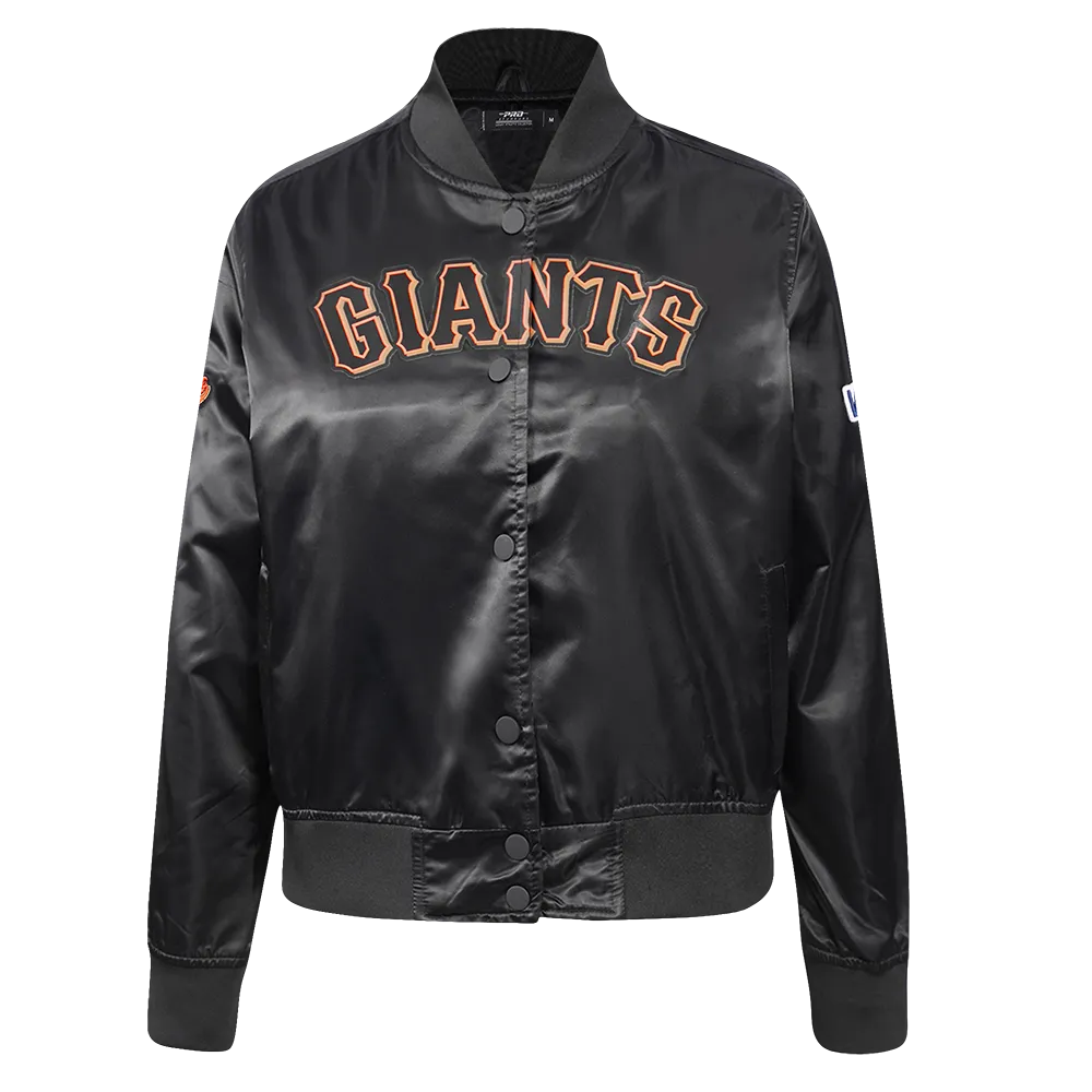 MLB SAN FRANCISCO GIANTS CLASSIC WOMEN'S SATIN JACKET (BLACK)