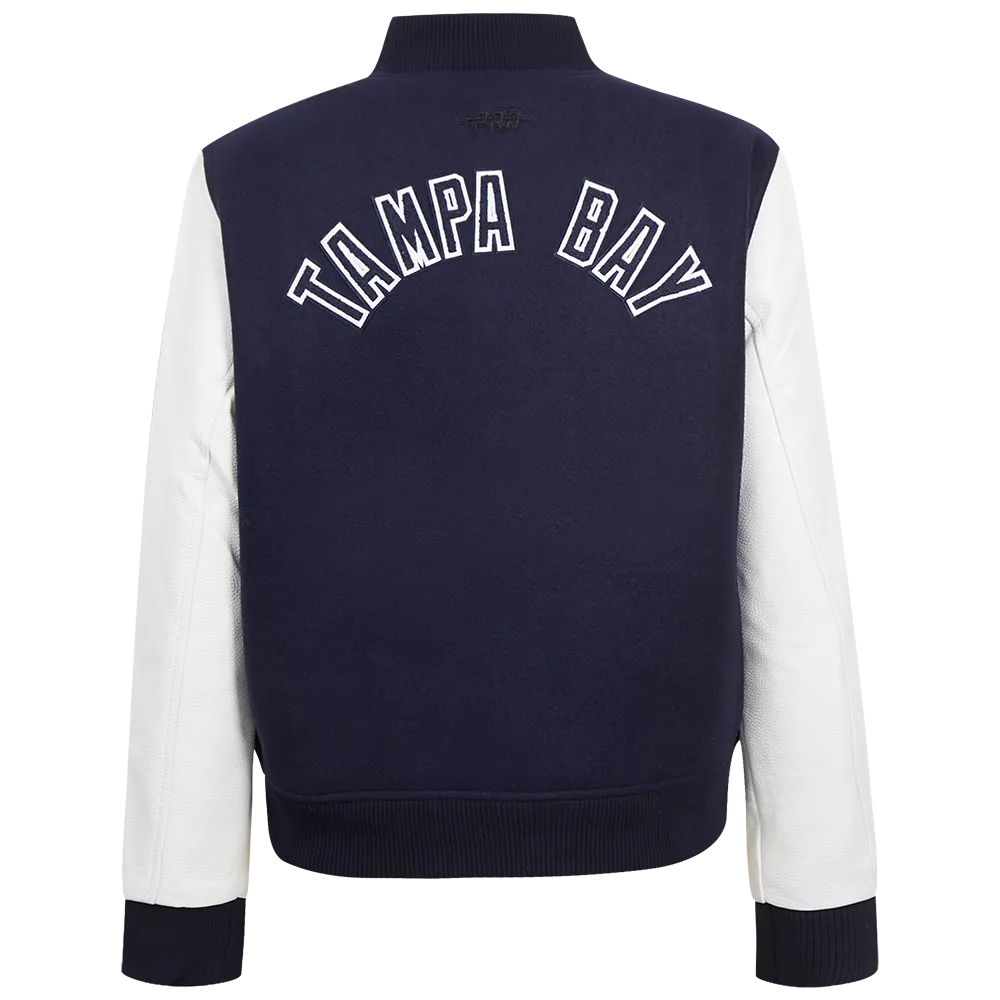 MLB TAMPA BAY RAYS CLASSIC WOMEN'S WOOL VARSITY JACKET (MIDNIGHT NAVY/WHITE)