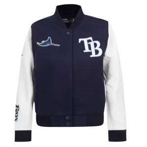 MLB TAMPA BAY RAYS CLASSIC WOMEN'S WOOL VARSITY JACKET (MIDNIGHT NAVY/WHITE)