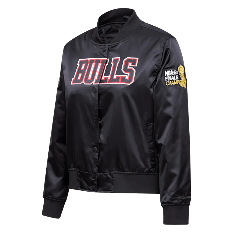 NBA CHICAGO BULLS CLASSIC WOMEN'S SATIN JACKET (BLACK)