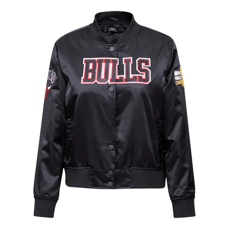 NBA CHICAGO BULLS CLASSIC WOMEN'S SATIN JACKET (BLACK)