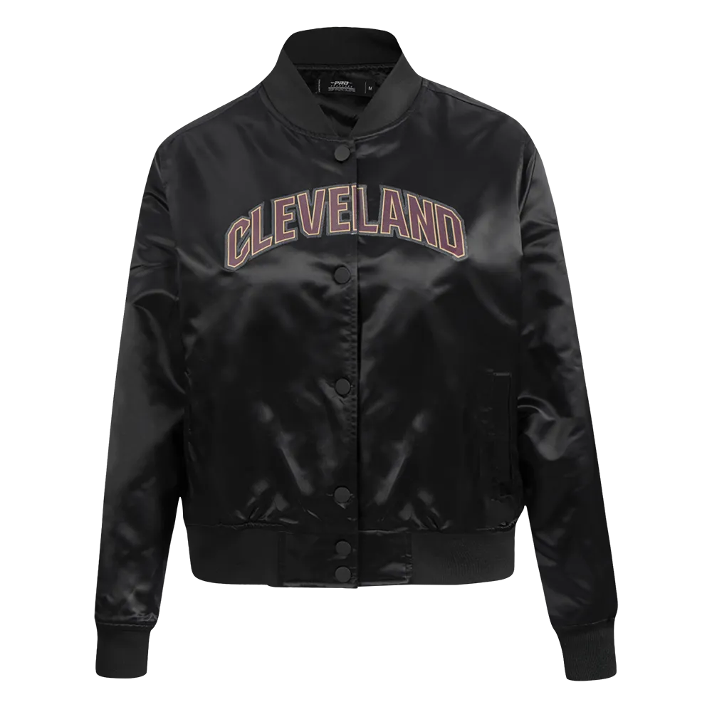 NBA CLEVELAND CAVALIERS CLASSIC WOMEN'S SATIN JACKET (BLACK)