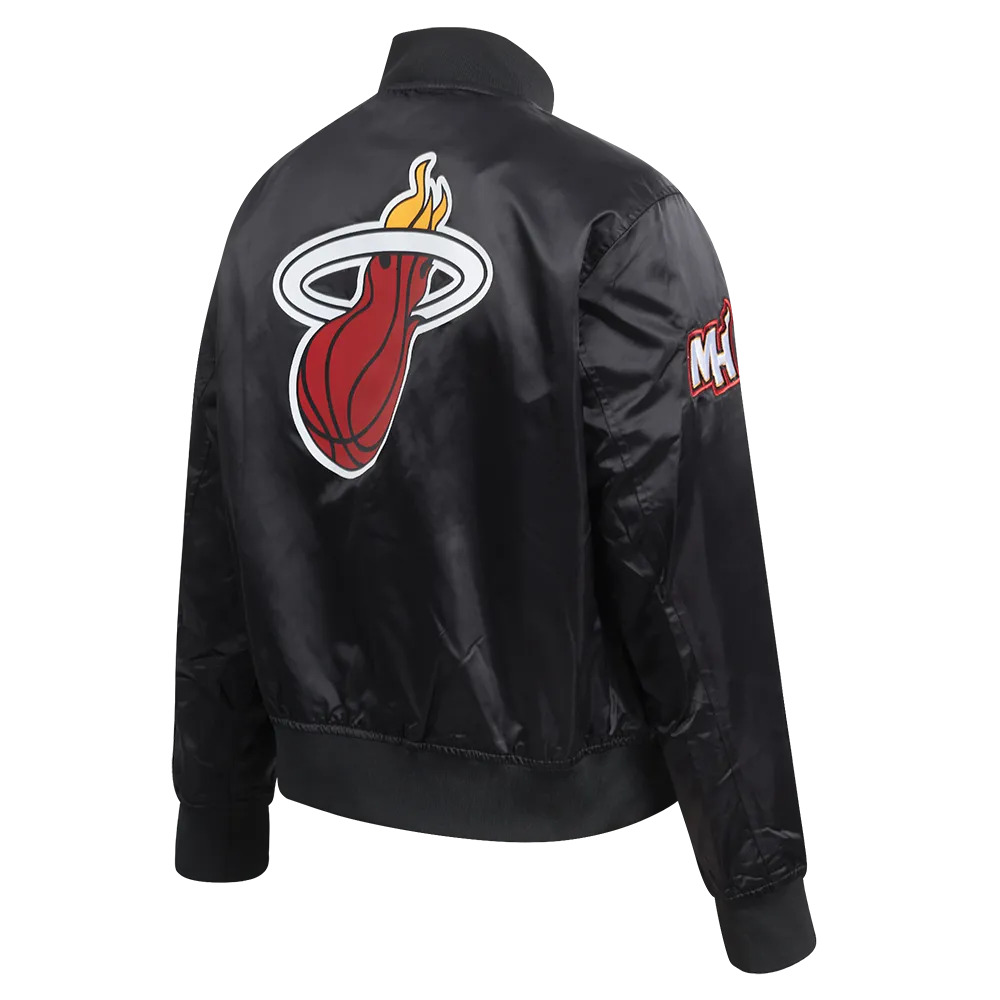 NBA MIAMI HEAT CLASSIC WOMEN'S SATIN JACKET (BLACK)