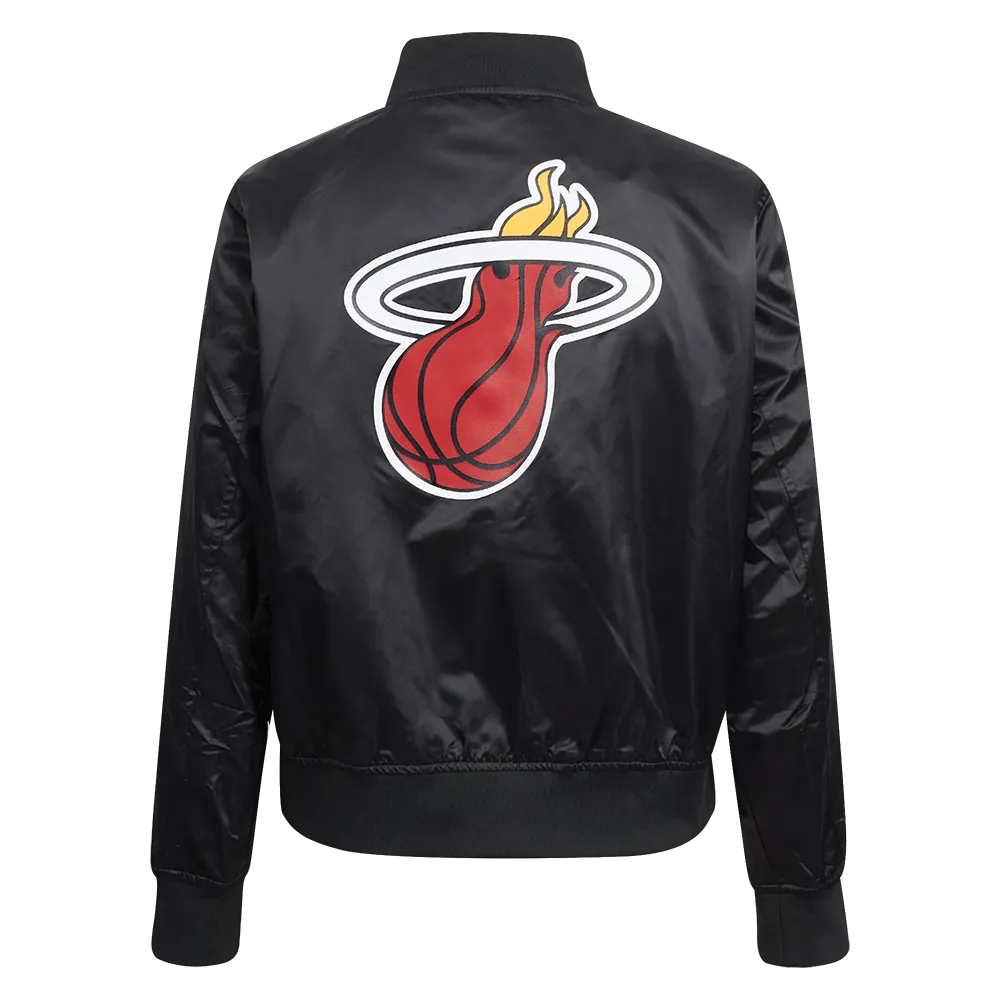 NBA MIAMI HEAT CLASSIC WOMEN'S SATIN JACKET (BLACK)